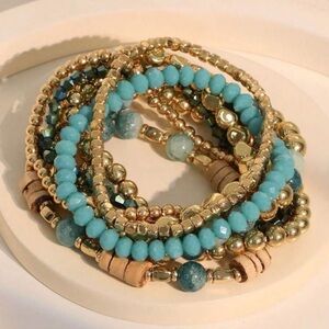 🏖️🏖️🏖️BOGOHO 🏖️🏖️🏖️Chic Gold and Turquoise Beaded Bracelet Set